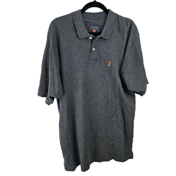 Chaps Ralph Lauren Men's Size M Gray Polo Shirt 100% Cotton Embroidered Crest - Picture 1 of 12